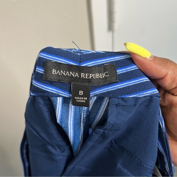 Banana Republic Women Ryan Pants 8 Blue Stripe Office Business Slim Straight - Picture 7 of 11